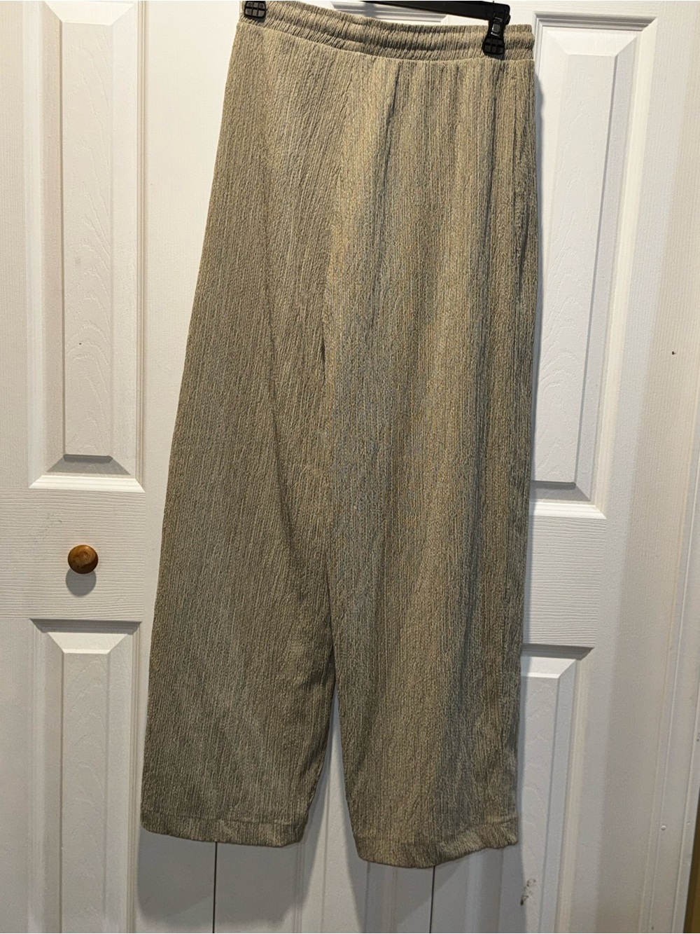 Zara Olive-Taupe Textured Wide Leg Pants - Picture 5 of 5